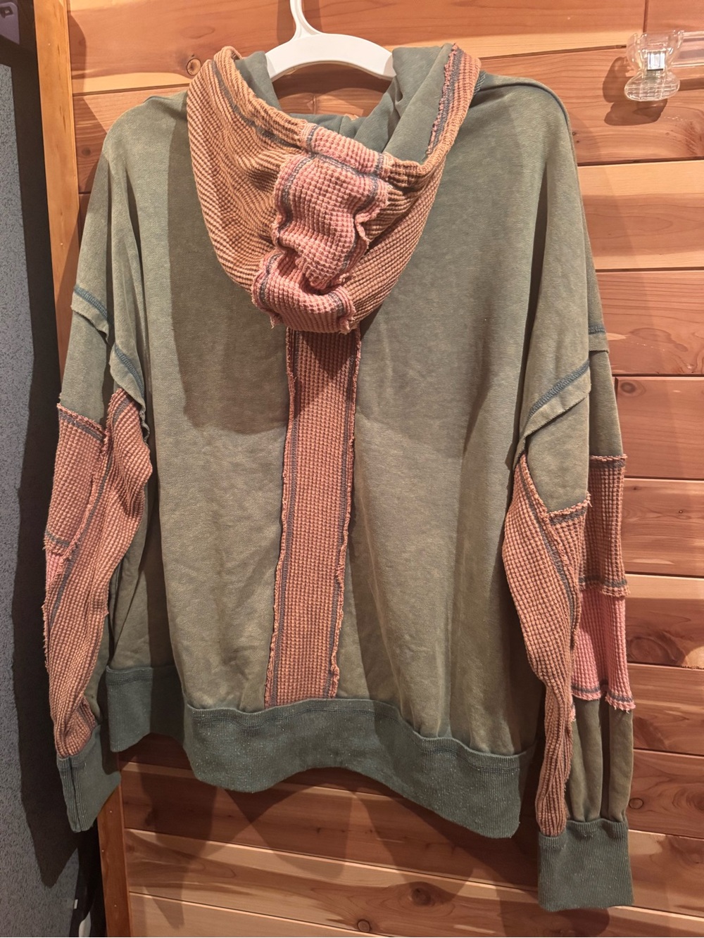Oli & Hali Olive Green and Dusty Pink Hooded Zip-Up Bomber Jacket - Picture 2 of 8